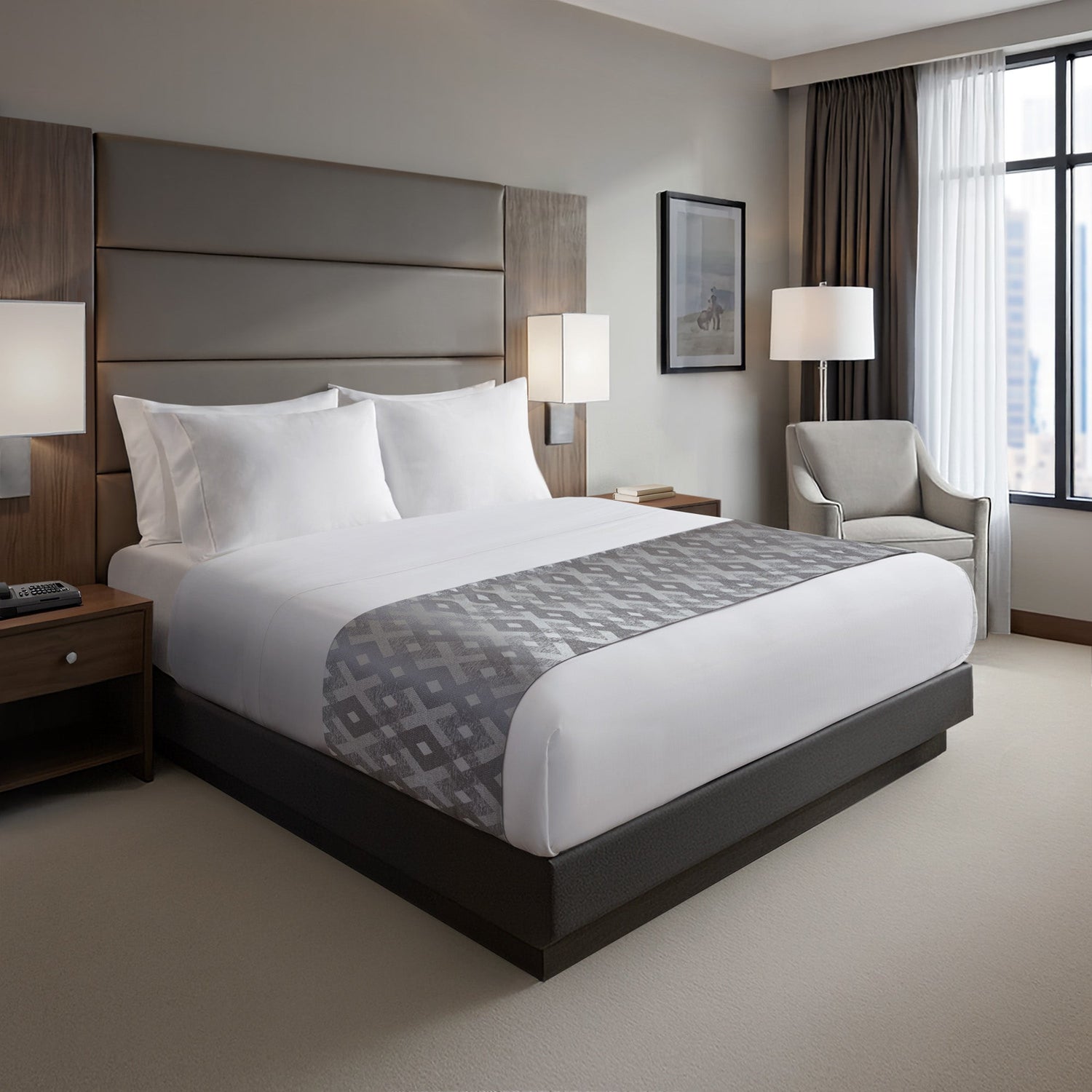 Decorative Bedding: Jacquard Premium Bed Scarf Pair