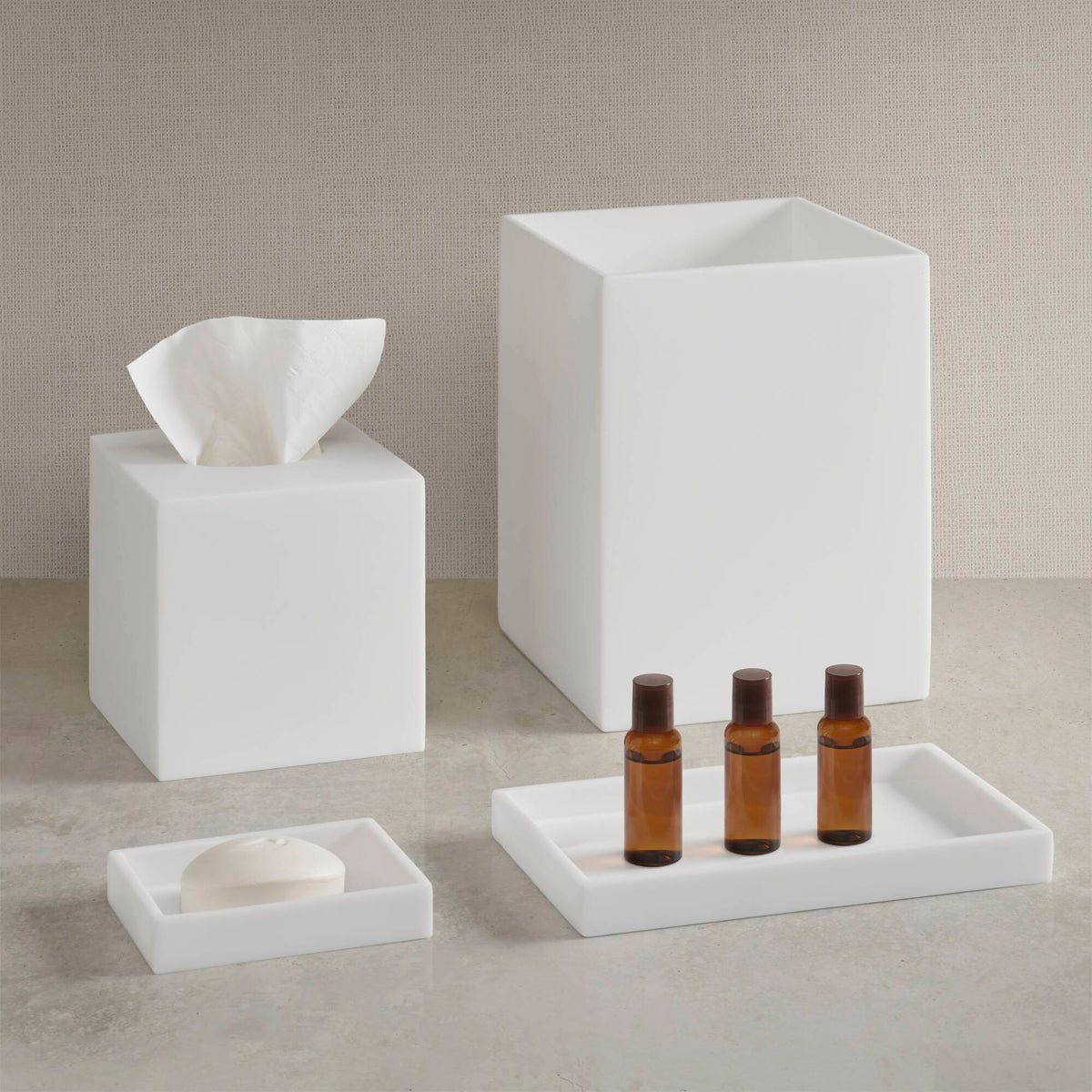 Clear Resin Bath Accessories 4-Piece Set - Frosted White